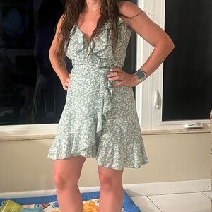 SHEIN Green Floral Mini Dress